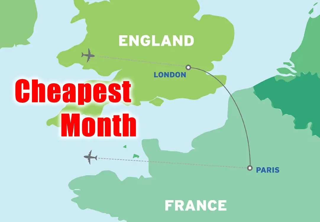 flights to parris from london cheapest month